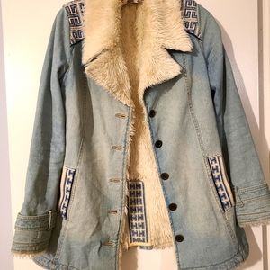Free People sherpa denim coat